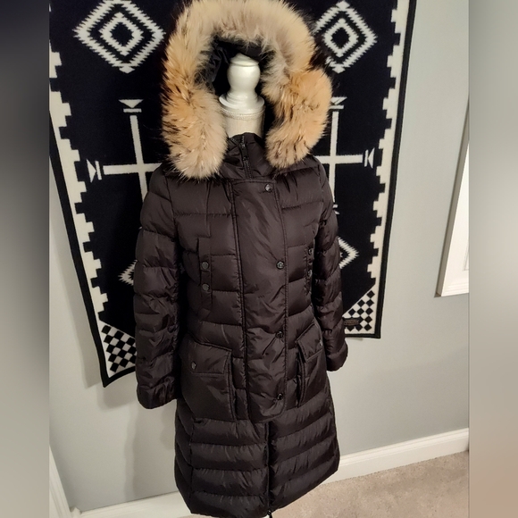 ☃️EUC Authentic Moncler Khloe Down Puffer Coat w/Real Fur Trim Removable Hood, 0 - Picture 6 of 16